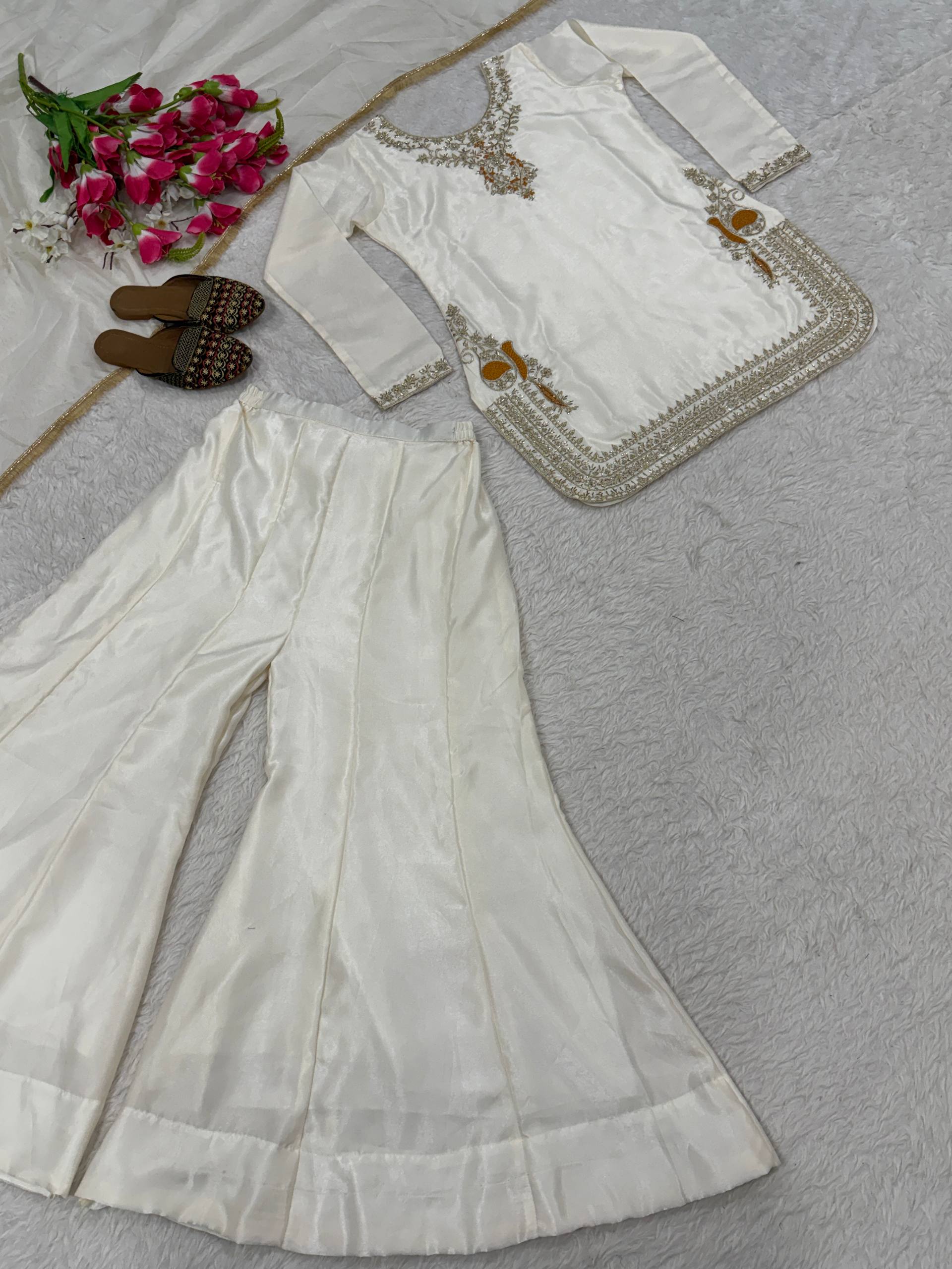 Luminous Ivory Zardozi-Crafted Suit